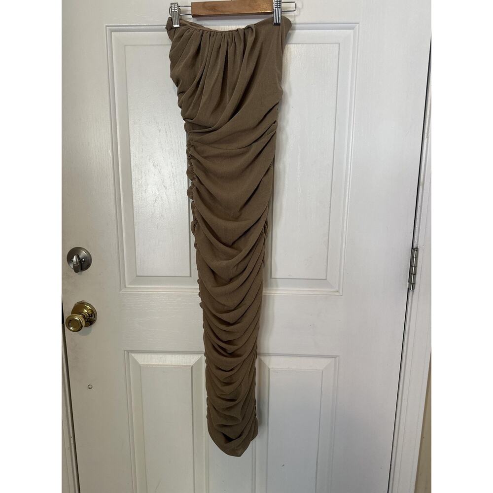 JLUXLABEL Ruched Tan Midi Dress - Picture 8 of 8
